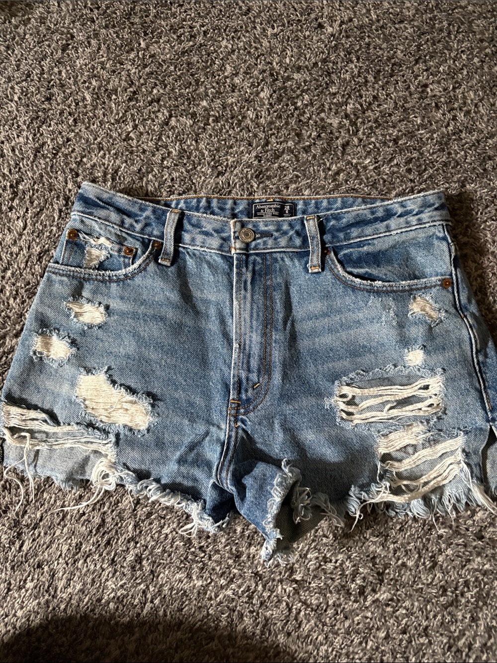 Abercrombie & Fitch Light Blue Ripped Denim Cutoff Shorts
